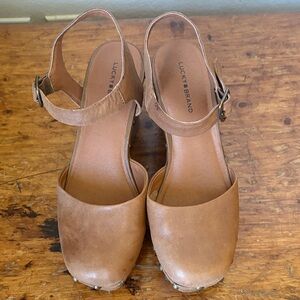 Lucky Brand Brown Leather Mules